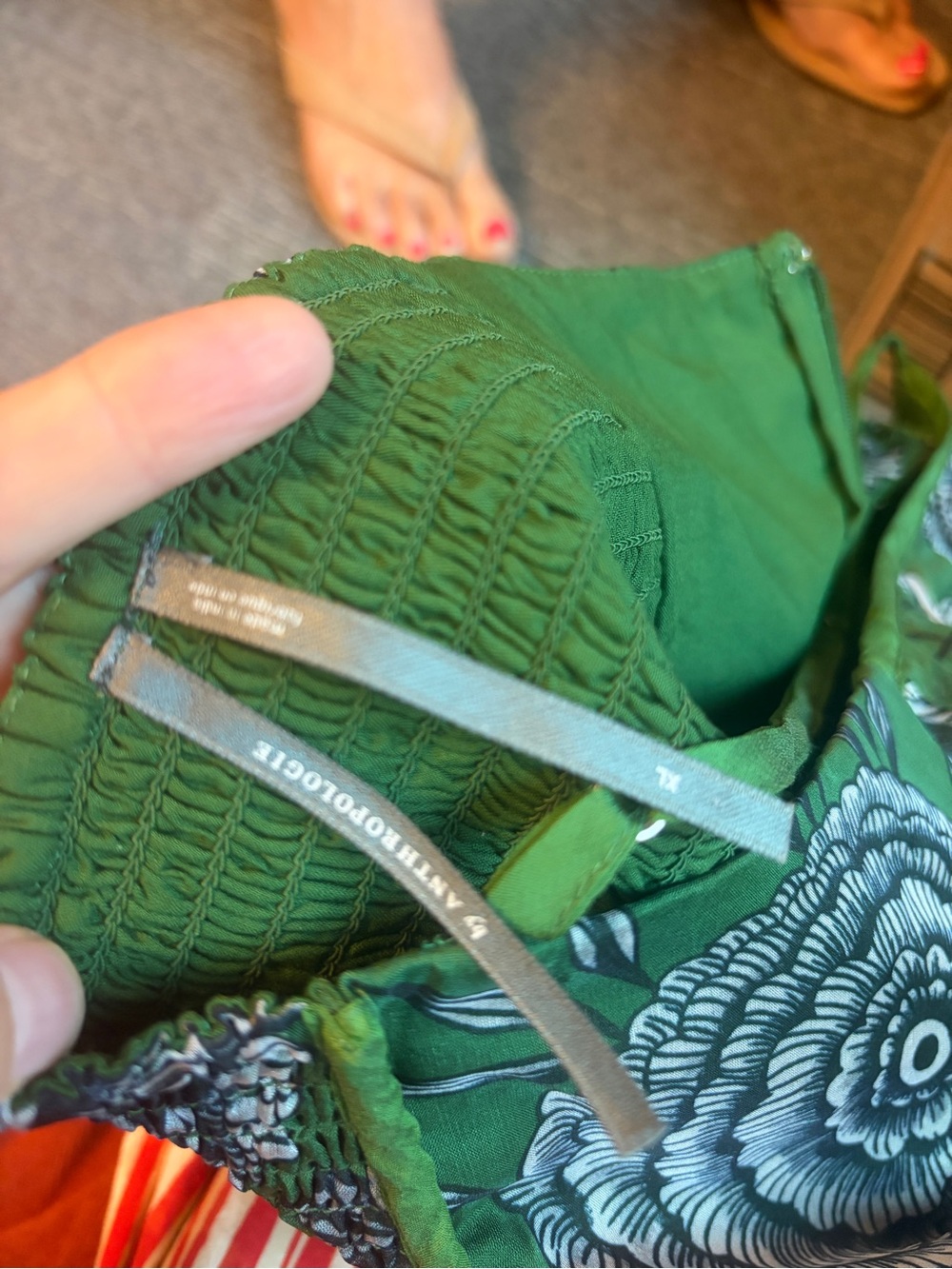 Anthropologie Green Floral Smocked midi dress - Picture 1 of 3
